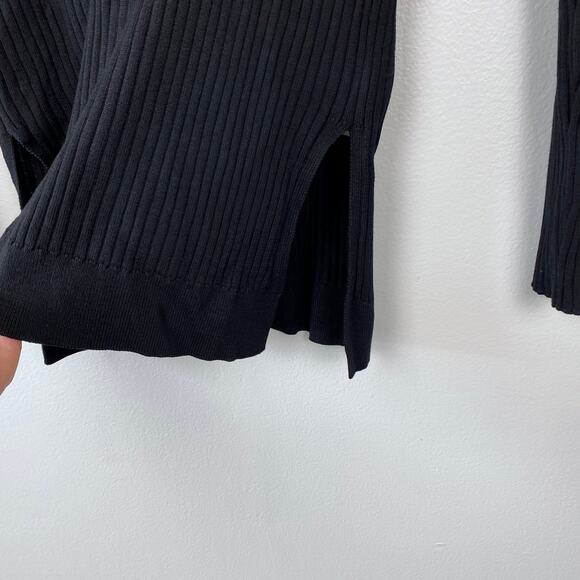 Athleta‎ Lincoln Park Sweater Black Lyocell Blend Crewneck Ribbed Size Medium - Picture 9 of 11